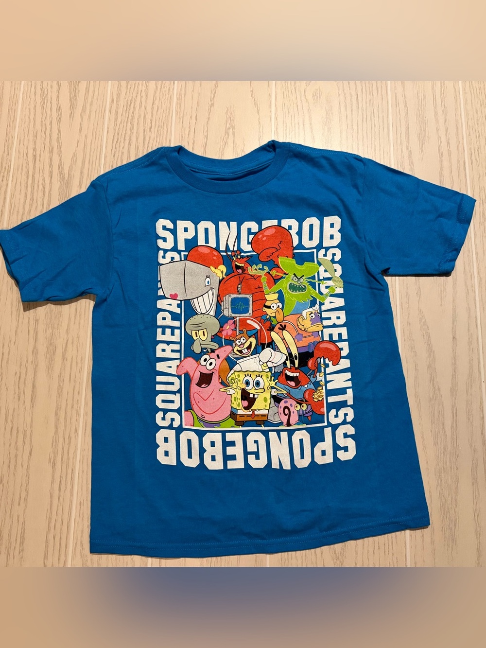 SpongeBob SquarePants Boys 7 Blue Nickelodeon Short‎ Sleeve Graphic Tee NWOT